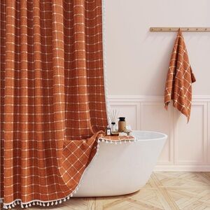 Boho linen shower curtain